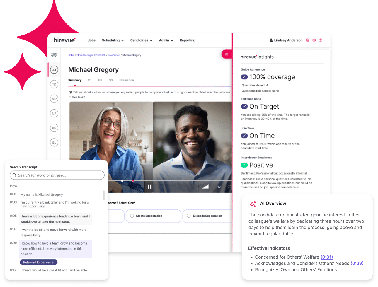 HireVue interview insights and candidate evaluation view