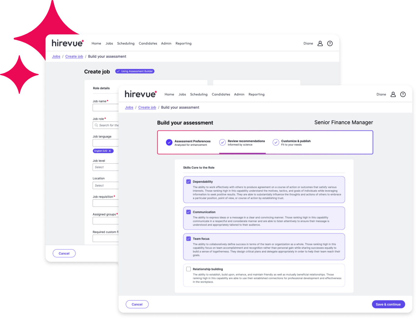 HireVue assessment builder view