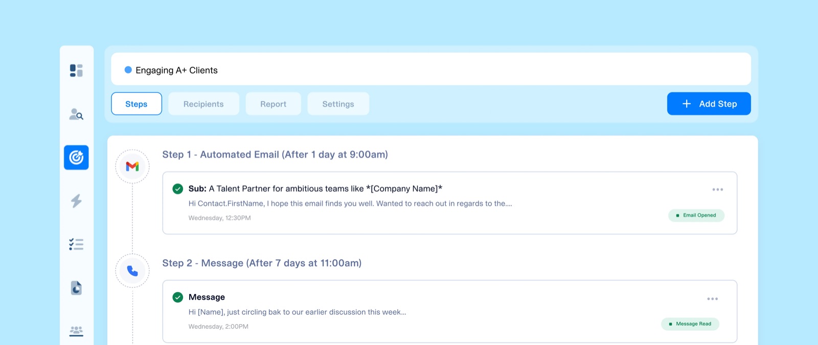 Recruiterflow candidate outreach sequence builder